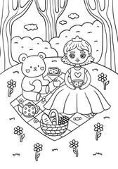Coloring book for children with little girl