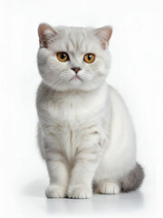 Scottish fold cat portrait on white background,Scottish fold kitten on white background