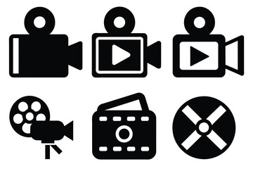 Camera recorder film video icon symbol vector set