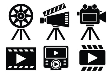 Camera recorder film video icon symbol vector set