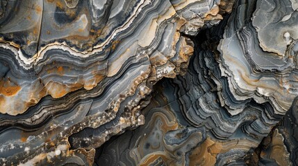 Close-up of banded agate layers revealing intricate patterns and a palette of earth tones.