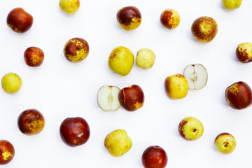 Fresh jujube fruit on white background