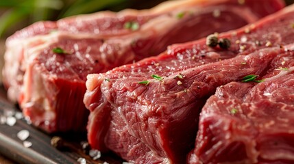High-detail close-up of a raw Porterhouse steak, showing its fresh and premium quality, ideal for advertising, isolated background
