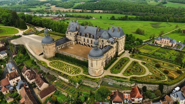 drone photo Hautefort castle france Europe