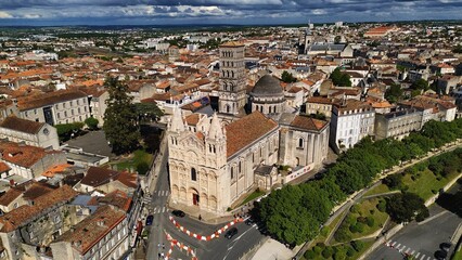 drone photo Angoulême cathedral France Europe