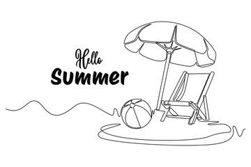 Continuous one line drawing summer Concept. Doodle vector illustration.