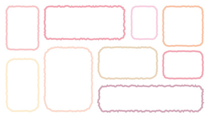 Cute quote color frames blank template collection. Hand drawn style minimalist colorful memo poster set. Empty speech bubbles for text. Crayon drawing organic rectangles blank. label, sticker, chat
