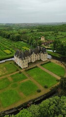 drone photo Saint-Loup-sur-Thouet castle France Europe