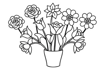 Illustration with flowers tulips outline style vector design