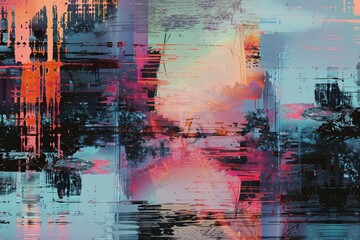 Fototapeta premium Neon Digital Burst: Futuristic Abstract Visualization of a Virtual Explosion