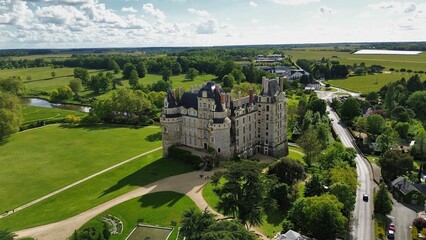 drone photo Brissac castle france Europe