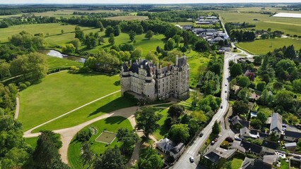 drone photo Brissac castle france Europe