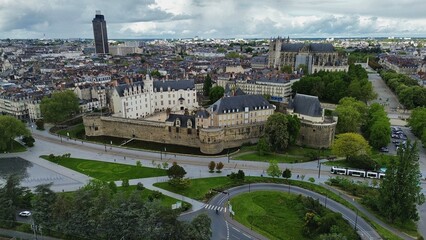 drone photo Dukes of Brittany Castle Nantes France Europe