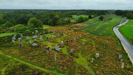 drone photo Ménec alignments Carnac France Europe