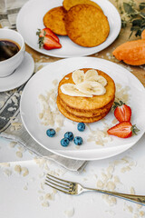 Banana and strawberry Pancakes, Vegan Healthy Brakefast