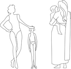 vector illustration sketch design image of a happy little child playing with his parents 