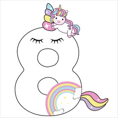 number eight unicorn vector