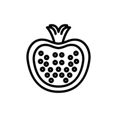 Pomegranate line icon. Fruit icon. Pomegranate icon isolated on white background. Transparent background, minimalist symbol. Vector images
