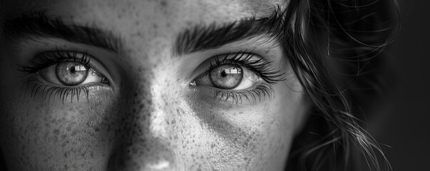close up portrait in black and white