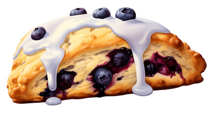 A blueberry scone with a transparent background.