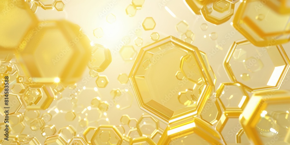 Aufkleber Shiny Hexagonal Pattern Creating an Abstract and Geometric Design, Reflecting the Bright and Intricate Beauty of Nature's Sweet Structure, Generative AI