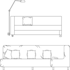 vector illustration sketch design drawing of modern living room sofa chair