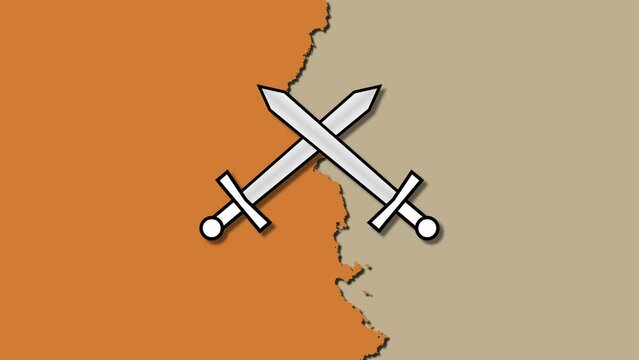 Crossed swords Icon. Battle swords, executioner swords, Medieval weapon concept animation on battle map.