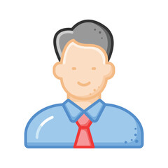 Male avatar showing concept icon of manager in modern style
