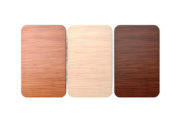 Naklejka premium Harmonious Trio: Three Wooden Plaques of Distinctive Grain. On a White or Clear Surface PNG Transparent Background.