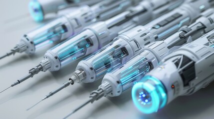 A set of futuristic syringe technology