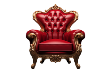 Scarlet Majesty: A Throne of Elegance. On a White or Clear Surface PNG Transparent Background.