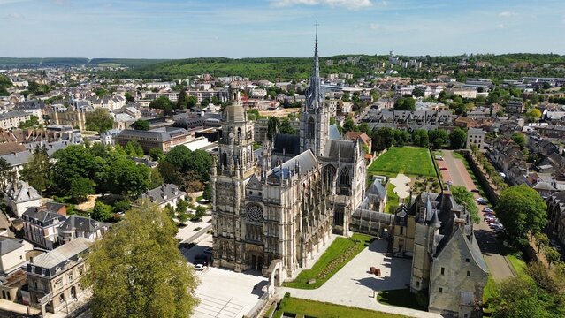 drone photo Evreux cathedral France Europe