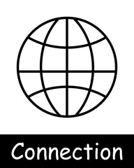 Connection set icon. Chat, phone, call, communication, video camera, antenna, network, globe, Internet, website, WWW, window, link, share icon, microphone. Internet communication concept.