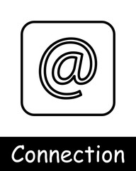 Connection set icon. Chat, phone, call, communication, video camera, antenna, network, globe, Internet, website, WWW, window, link, share icon, microphone. Internet communication concept.