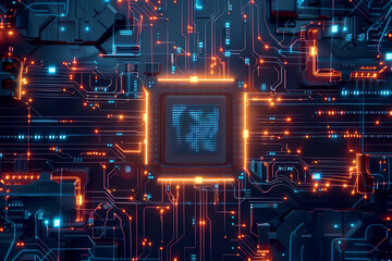ai microchip and circuit digital technology  top view
