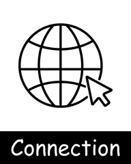 Connection set icon. Chat, phone, call, communication, video camera, antenna, network, globe, Internet, website, WWW, window, link, share icon, microphone. Internet communication concept.