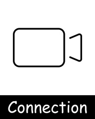 Connection set icon. Chat, phone, call, communication, video camera, antenna, network, globe, Internet, website, WWW, window, link, share icon, microphone. Internet communication concept.
