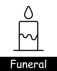 Funeral set icon. Grave, cross, Christianity, faith, burial, mound, candle, flame, portrait, ritual photo on monument, coffin, Turkish funeral traditions, temple, funeral slab. Obsequies concept.