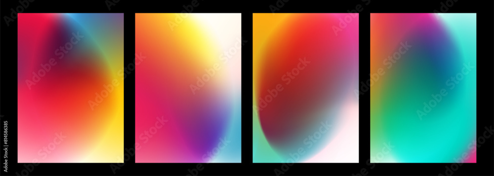 Poster set of blurred backgrounds. bright color gradients. defocused color templates for creative graphic d