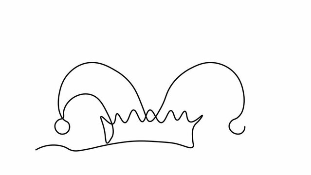 Self drawing animation one continuous line draw, logo, fool's cap, jester