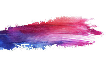 A brush stroke of paint with a blue and pink hue. The brush stroke is long and has a wavy texture