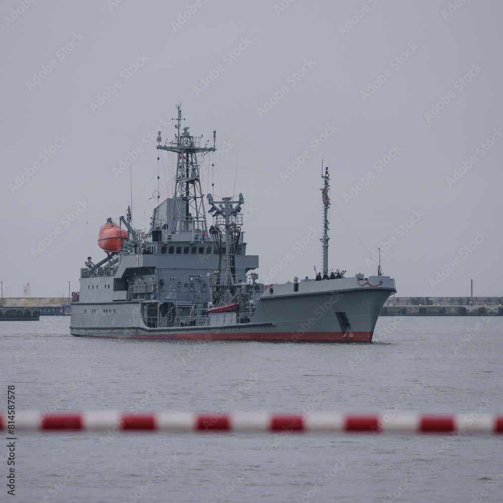 Sticker WARSHIP - A navy fuel tanker maneuvers in a seaport