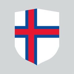 Obraz premium Faroe Islands Flag in Shield Shape Frame