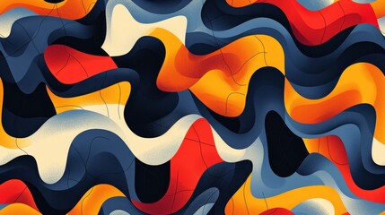 Dynamic lines and bold shapes intertwine, producing an abstract pattern that is full of movement and energy in this composition