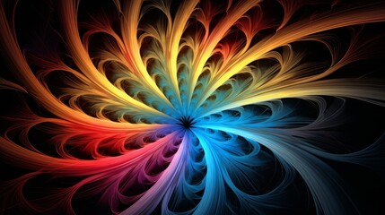 Fractal Spirograph Explosion A vibrant display of colorful curves and spirals generated by a fractal algorithm, reminiscent of a spirograph drawing