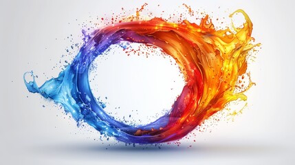 colorful rainbow holi paint color powder explosion ring circle with copy space isolated on white background. peace rgb beautiful party concept
