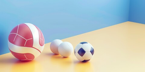 Fototapeta premium Soccer ball on colored background, banner in 3d style with space for text