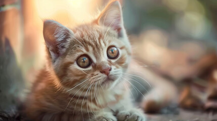 Kitten with bokeh lights in the background. an enchanting backdrop. Generative AI