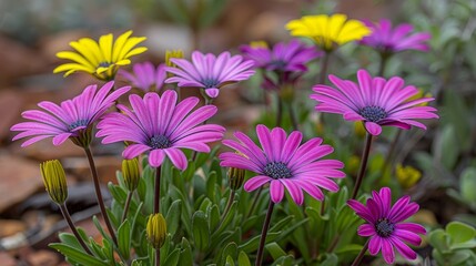 Fototapeta premium Assorted colorful flowers creating a stunning and vibrant floral pattern in a beautiful display