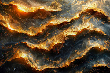 Fototapeta premium Vagues abstraites noir et or